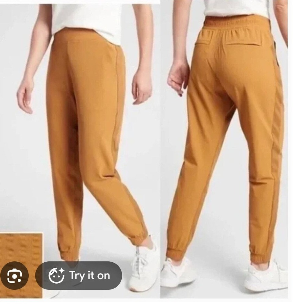 Athleta tectured Brooklyn jogger mustard yellow athleisure gym stretch size 6p